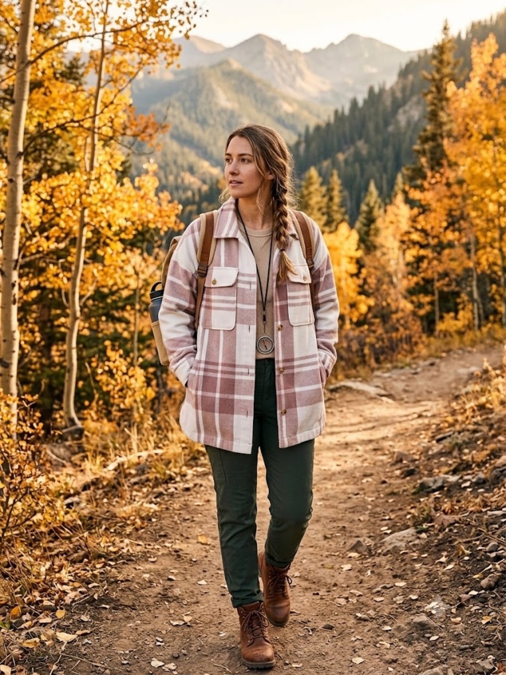 Banana Republic Plaid Utility Jacket - Cream and Tan